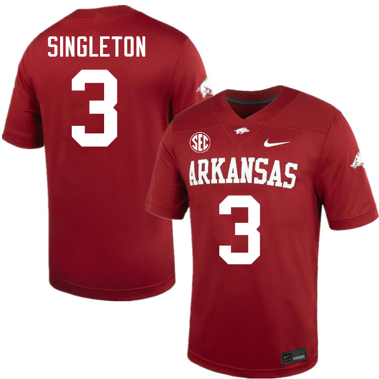 Malachi Singleton Arkansas Jersey,Arkansas Razorbacks #3 Malachi Singleton Jersey Youth-Cardinal